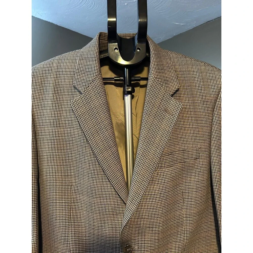 Vtg Ralph Lauren Blazer 42r Wool Beige Brown Perfect Condition